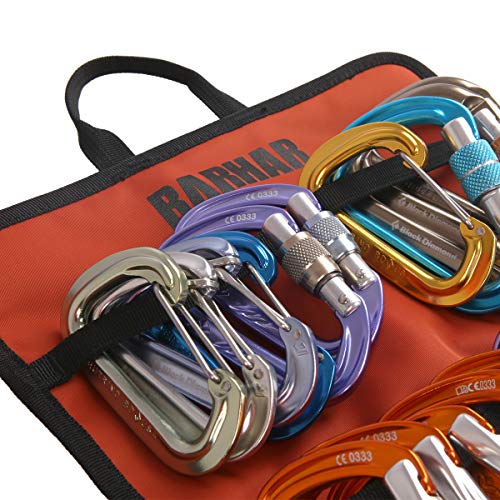 Climbing Quickdraw Hanging Storage Bag, Carabiner Hook Gear Equipment Parts Collections, Durable Foldable Bundled Roll Ant...