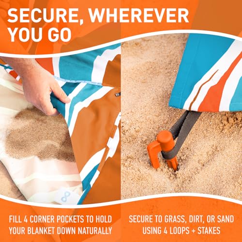 Everlasting Comfort Large Beach Blanket Waterproof & Sandproof - 128” x 108” /10.7ft x 9ft - Lightweight Picnic Mat, Campi...