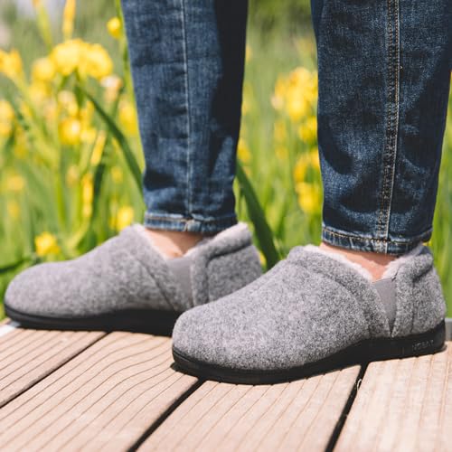 LongBay Men's Slippers Warm Bedroom Memory Foam House Shoes Slip-On for Indoor Outdoor Winter