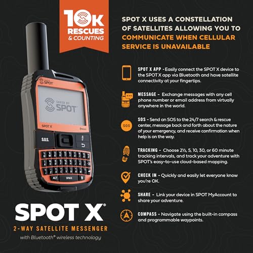 Spot X with Bluetooth 2-Way Satellite Messenger | SOS Protection | Handheld Portable 2-Way GPS Messenger for Hiking, Campi...
