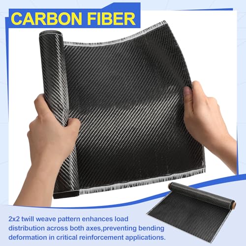 Carbon Fiber Fabric Roll, 6.5ft x12 Inches 2x2 Twill Weave 3k/220g, Black Pure Fabric Carbon Fiber Sheet Structural Reinfo...