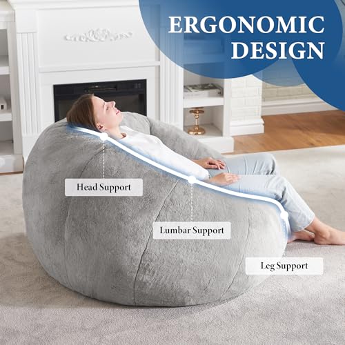 Hobestluk Bean Bag Chairs Large Bean Bag Couch for Adults Stuffed Sofa Chair Comfy Giant Bean Bag Chair with Spacious Desi...