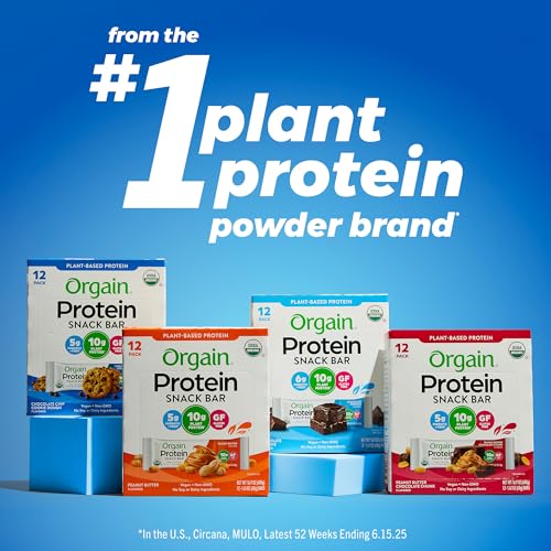 Orgain Organic Vegan Protein Bars, Chocolate Brownie - 10g Plant Based Protein, Low Calorie Healthy Snacks, No Lactose or ...