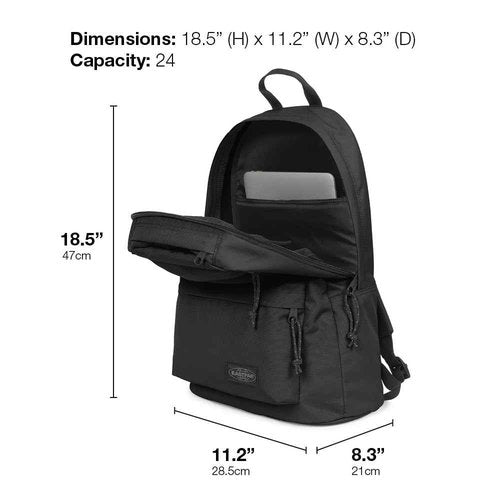 EASTPAK Padded Double – 24L Squared Backpack with Dual Front Pockets, 13” Laptop Sleeve, Bottle Holder & Padded Straps, Dark Grass