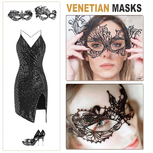 Aqearl Masquerade Mask for Women Lace Eye Mask Venetian Halloween Mask for Costume Party Prom Ball