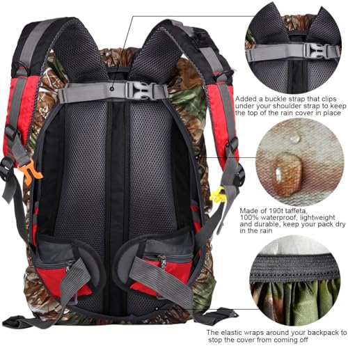 Evotopf Waterproof Backpack Rain Cover with Anti Slip Buckle Strap for Camping, Hiking, Traveling, Hunting, Biking, 15-80L