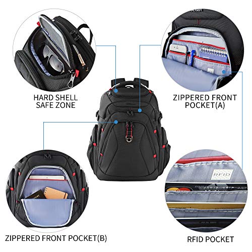 KROSER Travel Laptop Backpack 17.3 Inch XL Computer Backpack with Hard Shell Saferoom RFID Pockets Water-Repellent Busines...