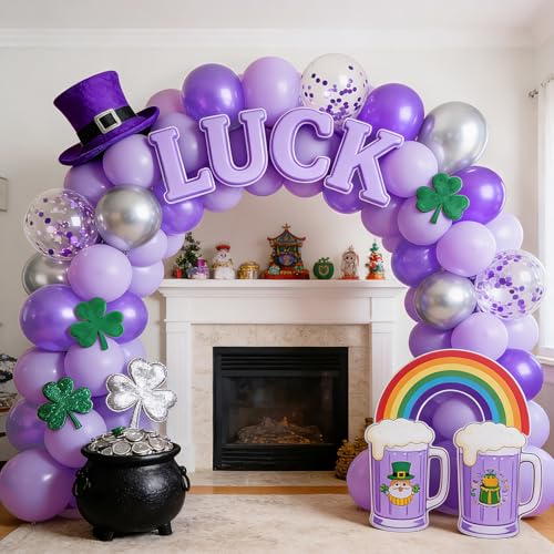Danadia 32PCS Purple Balloons Set, 12 Inch Purple Silver Metallic Balloons with 9 Inch Purple Confetti Balloons for Girls'...
