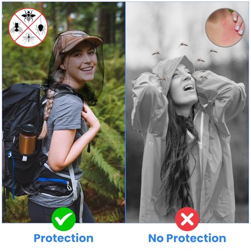 GuoluvSoo 2 Pack Mosquito Head Nets with Drawstring - Ultra Large & Extra Long, Premium Breathable Bug Net for Head, Unive...