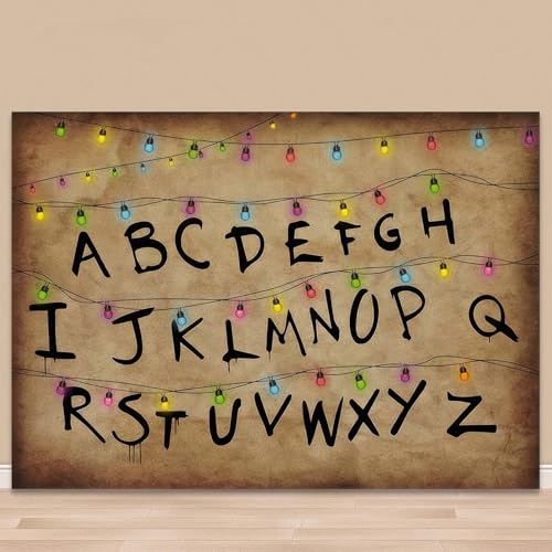 Colourful Light String Rustic Alphabet Backdrop for Halloween Birthday Party Decor Cake Table Banner Photo Booth Props Sup...