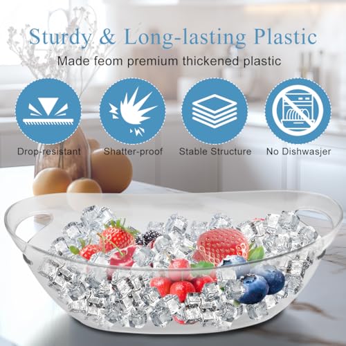 2-Pack Ice Buckets for Parties, Acrylic Ice Buckets Bowls 5.5L Large Champagne Wine Beer Cooler Chiller Bin with Scoops, B...