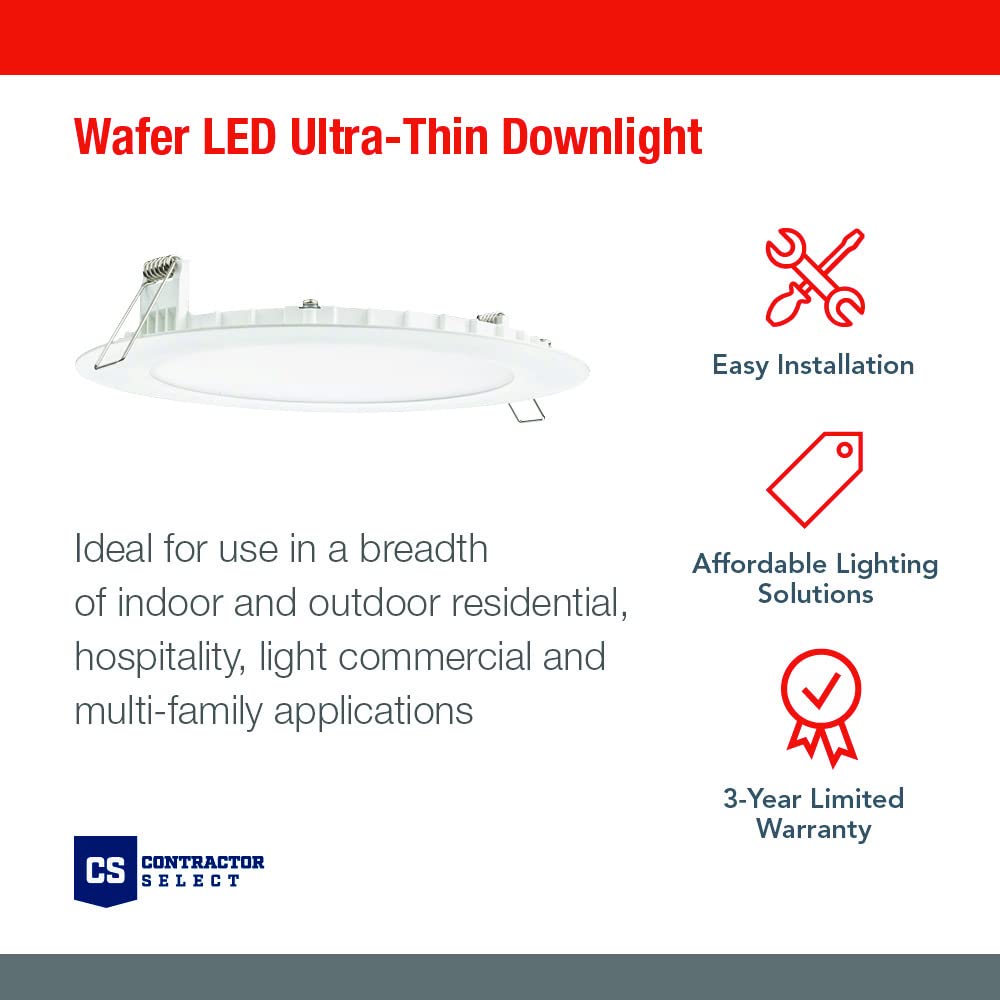 Juno WF4 SWW5 90CRI MW M6 Round Baffle LED Downlight, 120 Volts, 2700K/3000K/3500K/4000K/5000K, Triac Dimming, 4-Inch Ultra-Thin, Matte White (Pack of 2)