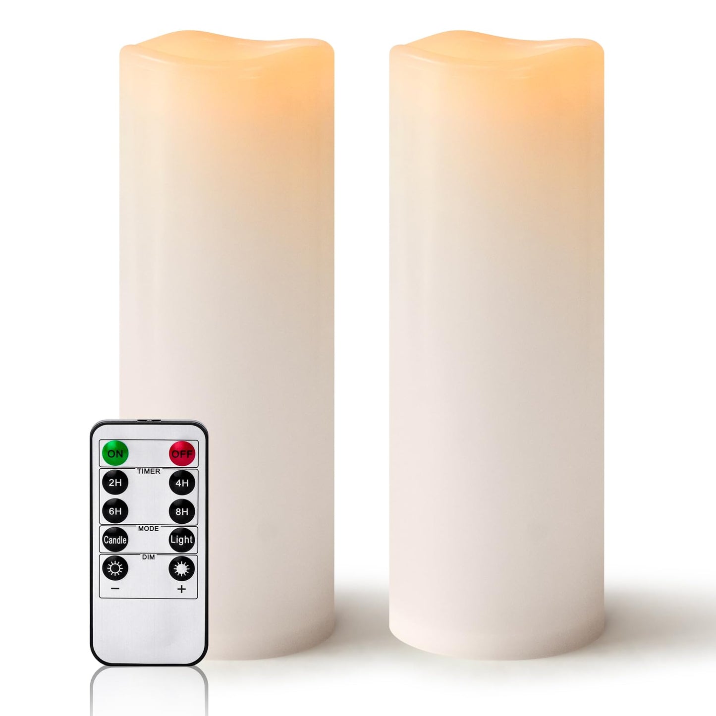 Yongmao 4" x 12" White Large Waterproof Outdoor Flameless Candles Battery Operated LED Flickering Pillar Candles with Remote and Timer for Indoor Outdoor Lanterns, Long Lasting, Set of 2