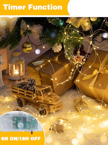 4 Pack 240 LED Christmas Fairy Lights Battery Operated with Timer, 80FT Waterproof Twinkle Lights Indoor Outdoor, String L...