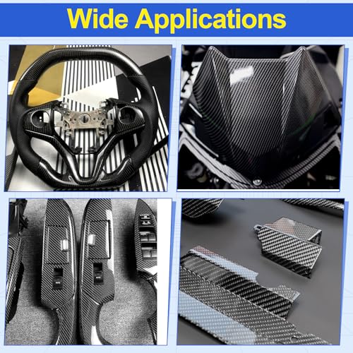 Carbon Fiber Fabric Roll, 6.5ft x12 Inches 2x2 Twill Weave 3k/220g, Black Pure Fabric Carbon Fiber Sheet Structural Reinfo...