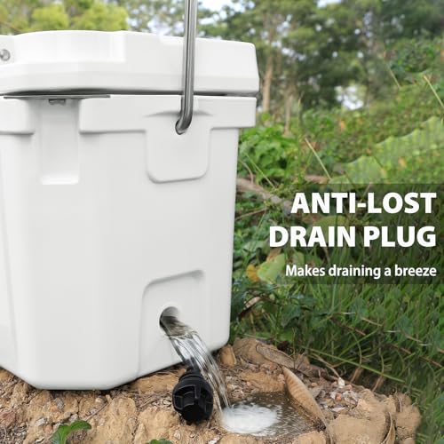 Hard Cooler, Insulated Ice Chest Box Holds Ice for More Days, Portable Cooler with Handle, Cup Holders, Double Latches for...