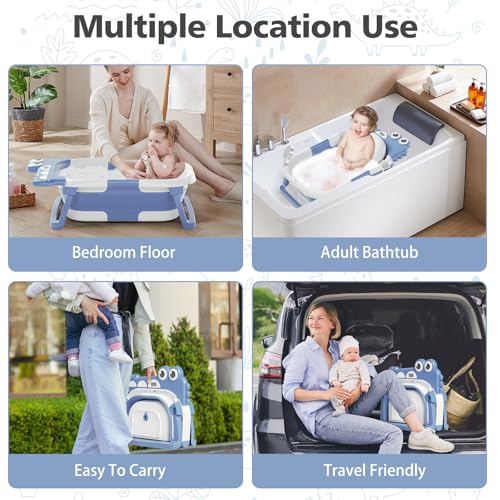 TPN Collapsible Baby Bathtub, Baby Bath Tub with Soft Cushion & Real-Time Thermometer, Baby Bathtub Infant to Toddler Tub...
