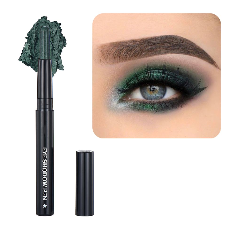 SAUBZEAN Green Eyeshadow Stick Makeup, Cream Shimmer Eye Shadow Pencil, Hypoallergenic Waterproof Long Lasting Crayon, Smooth Gl