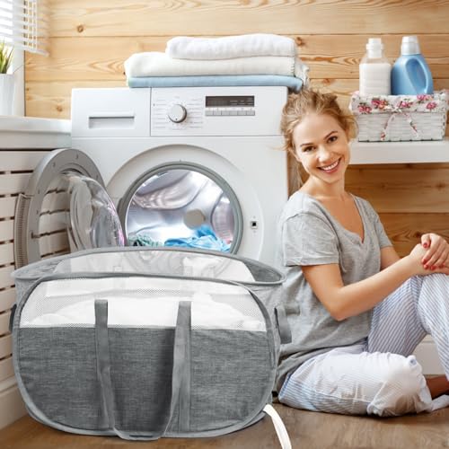 Collapsible Laundry Baskets, Tear Proof Pop Up Laundry Hamper with Dual Handles, Durable Foldable Laundry Basket, Easy to ...