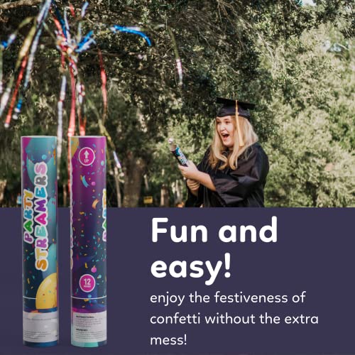 No Mess Streamer Confetti Cannon Party Poppers | 6 Pack | Multicolor Streamers | Glitter Bomb Confetti Shooters | Decorati...