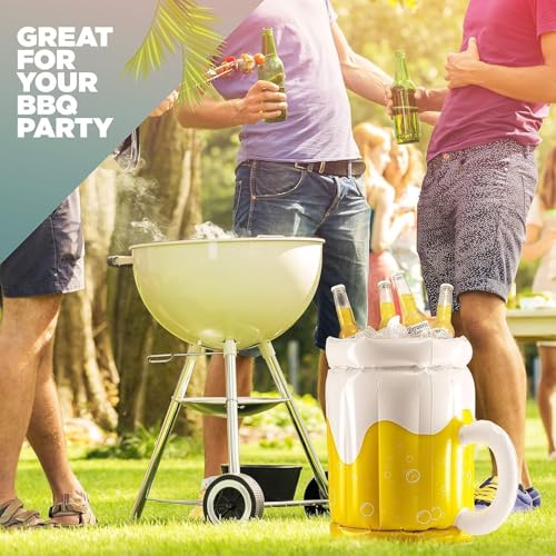 Top Race Large 17.5" Inflatable Cooler - Pack of 2 Beer Mug Floating Cooler for Pool Parties and Summer Gatherings - Durab...