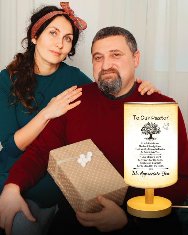 SOUHONEY Pastor Appreciation Gifts - Unique Pastor Gifts for Men for Pastor Day, Christmas, Birthday, Anniversary, Fathers Day, Fabric Bedside Decor Lamp
