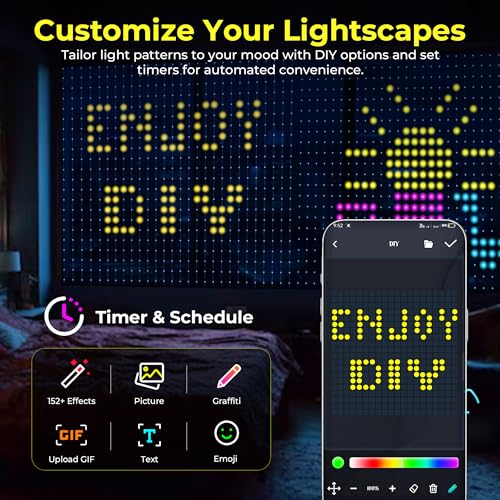 Brewish 400 LED Curtain Fairy Lights | 7.2 x 7.2 Feet Programmable DIY Christmas String Light | Color Changing Music Sync ...