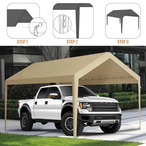 Carport Replacement Canopy, Replacement Top Cover for 12' x 20' Carport Frame, 180G PE Fabric Waterproof & UV Protected Ta...