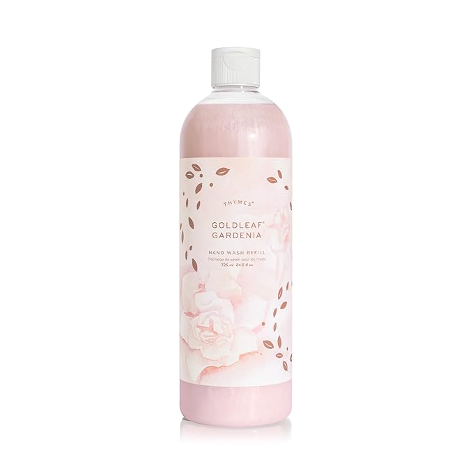 Thymes Hand Wash Refill - Lightly Scented Liquid Hand Soap for Bathroom and Kitchen Refill - Moisturizing Formula with Natural Ingredients (Goldleaf Gardenia, 24.5 fl oz)