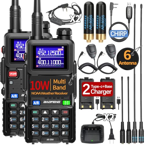 Baofeng Radio Handheld Ham Radios Long Range Rechargeable Walkie Talkies AR-5RM 10W NOAA Weather Tactical Two Way Radio wi...