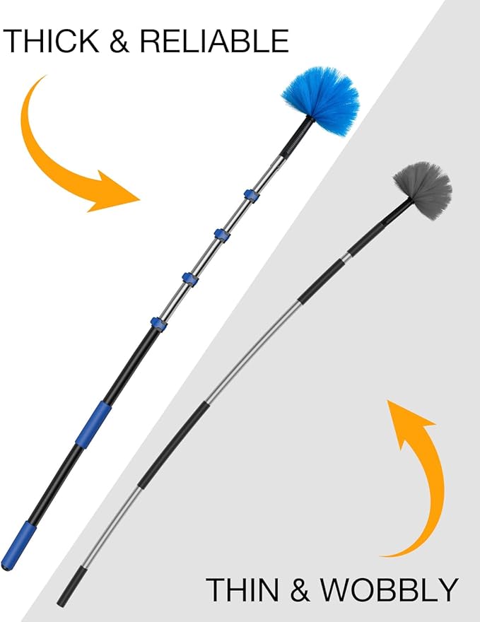 Telescoping Pole, 7-30 Ft with Joint Angle & Squeegee Adaptor, Aluminum Telescopic Paint Roller Extension Pole & Extendable Pole, Anti-Slip Foam Grip, Multi-Purpose Gutter Window Dust Cleaning Pole