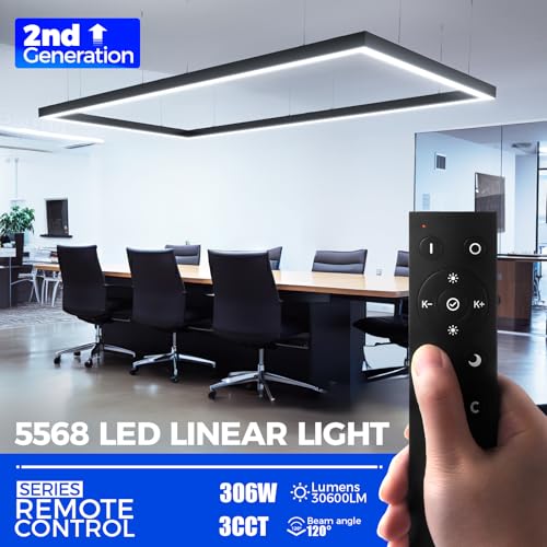 Barrina 9FT x 5FT 5568 Remote Series LED Linear Light Rectangular Set, 2nd-Generation, 306W, 30600LM, Seamless Connection,...
