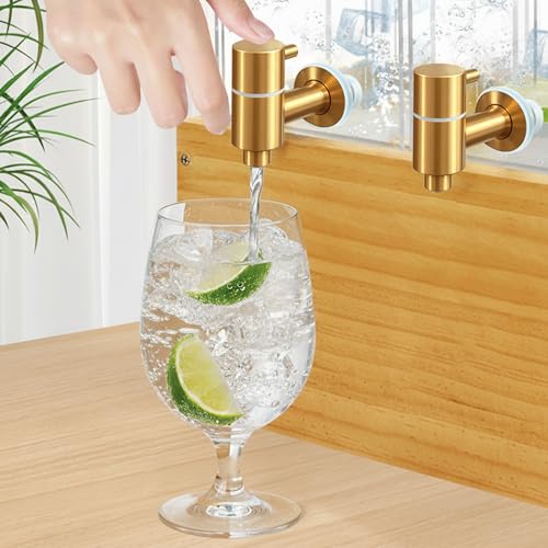 2 Pack 2 Gallon Drink Dispenser, Large Drink Dispenser with Wood Stand, Beverage Dispenser with Ice Core and Airtight Valv...