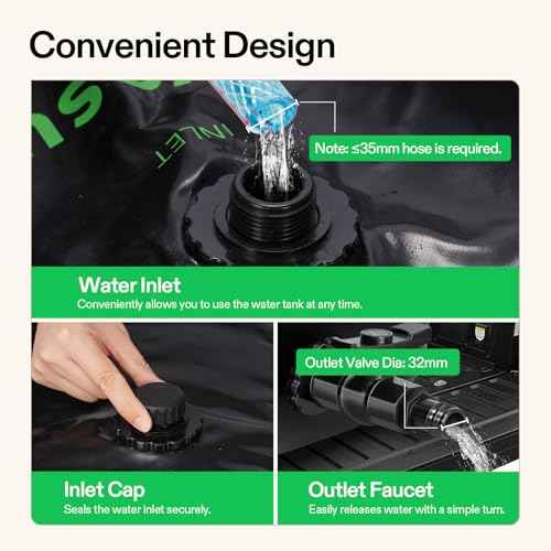 VIVOSUN 540 L/143 Gal Water Bladder, Foldable and Portable Water Storage Bag for RV, Camping, Garden Watering, Agricultural Irrigation, Drought Prevention, Firefighting