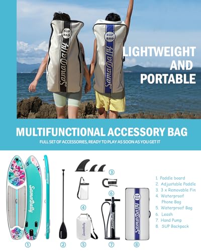 SamaDally 10.6' Inflatable Stand Up Paddle Boards, 32" Paddle Board of All Skill Levels with Complete Inflatble SUP Access...