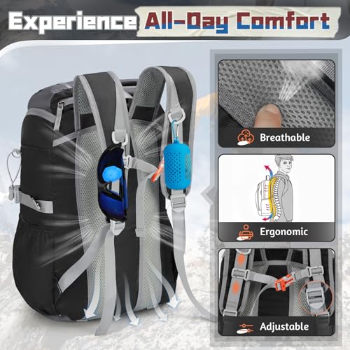 RAINSMORE Foldable Hiking Backpack for Women Men Packable Camping Backpack 40L Waterproof Hiking Daypack Bag Lightweight C...