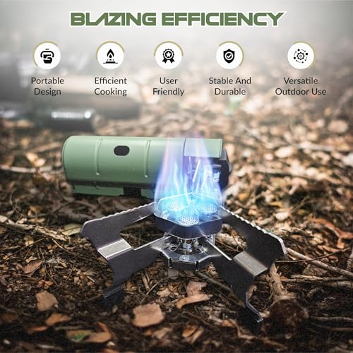 Roamix 17,700 BTU Foldable Butane Camping Stove – 5,200W Portable Gas Burner with Carrying Bag for Outdoor Cooking, Backpa...