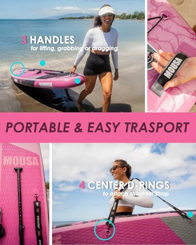 MOUSA 11'6“x35 Extra Wide Inflatable Stand Up Paddle Board, Stable Long SUP for 2 People/Family, Shoulder Strap, 3/5 Handl...