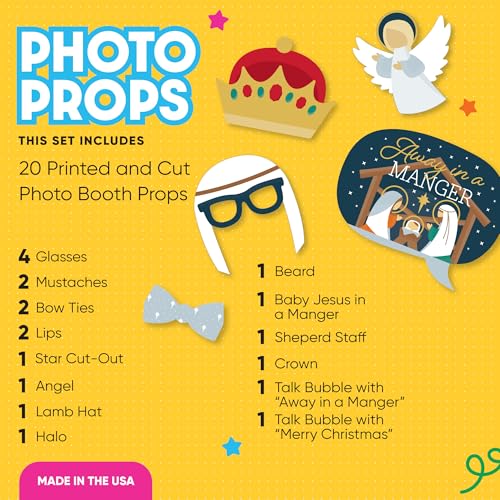 Big Dot of Happiness Holy Nativity - Manger Scene Religious Christmas Photo Booth Props Kit - 20 Count