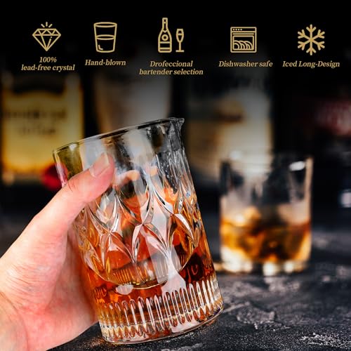 FARQAN 24 Oz Cocktail Mixing Glass Stirring Glasses for Whiskey Cocktail Mixing Shaker Glass Martini Old Fashioned Crystal...