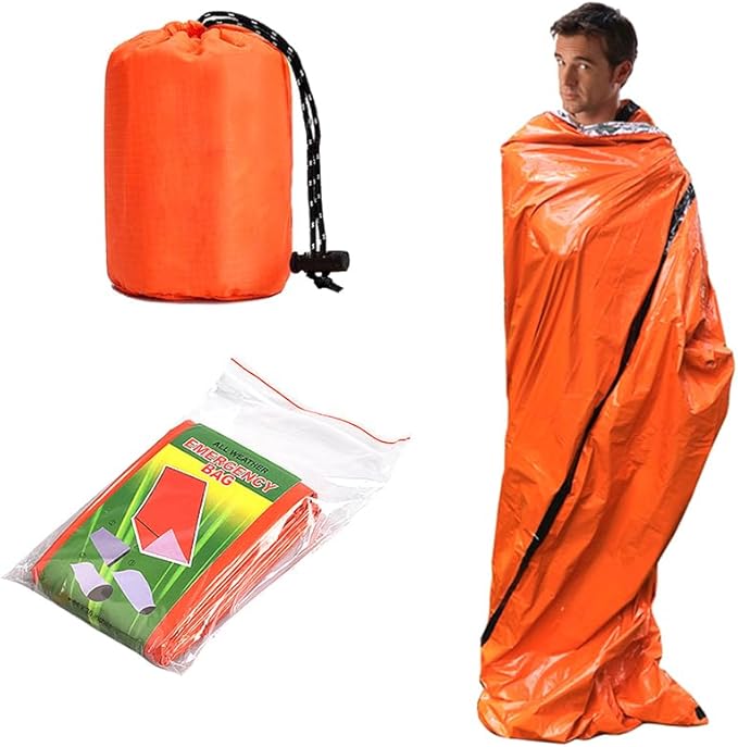 Emergency Sleeping Bag Ultra Waterproof Mylar Thermal Blankets Lightweight Survival Sleeping Bag Keep Warm for Camping Hiking