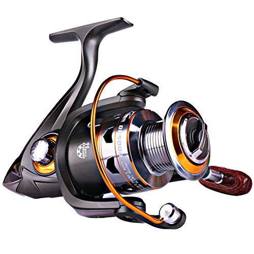Sougayilang Spinning Fishing Reels with Left/Right Interchangeable Collapsible Wood Handle Powerful Metal Body 5.2:1/5.1:1...