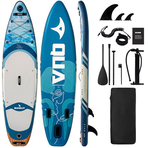 Quashley Inflatable Paddle Board,Ultra Stable Stand Up Paddleboards 33"/34" with All Premium Accessories,Wide All Around S...