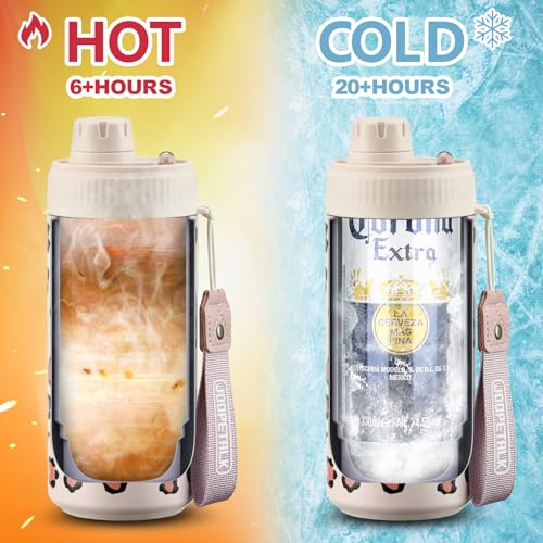 JOOPETALK Universal Can Cooler with Lid Fits All 12oz Cans& Bottles, 100% Leak-Proof Water Bottle, 4-in-1 Insulated Can Co...