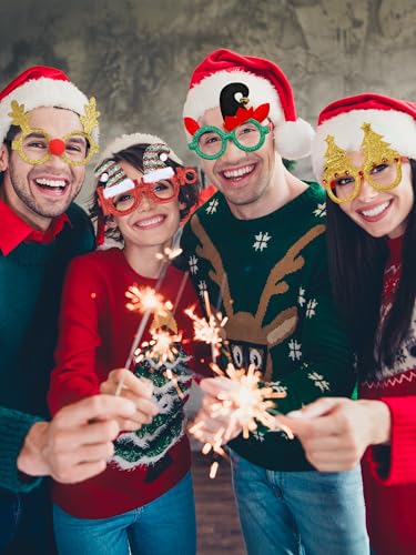 HOVACY 24PCS Christmas Glasses, Christmas Party Favors, Santa Glasses Frames for Xmas Decorations Accessories Supplies