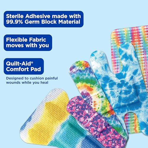 BAND-AID Brand Flexible Fabric Adhesive Tie-Dye Bandages, Fun Bandages Wound Care & Protection of Minor Cuts & Burns, Quil...