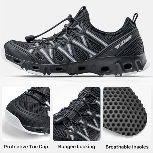 Men's Quick-Dry Water Shoes for Hiking Fishing Lightweight Water Sneakers with Non-Slip Sole Drainage Holes Breathable Mes...