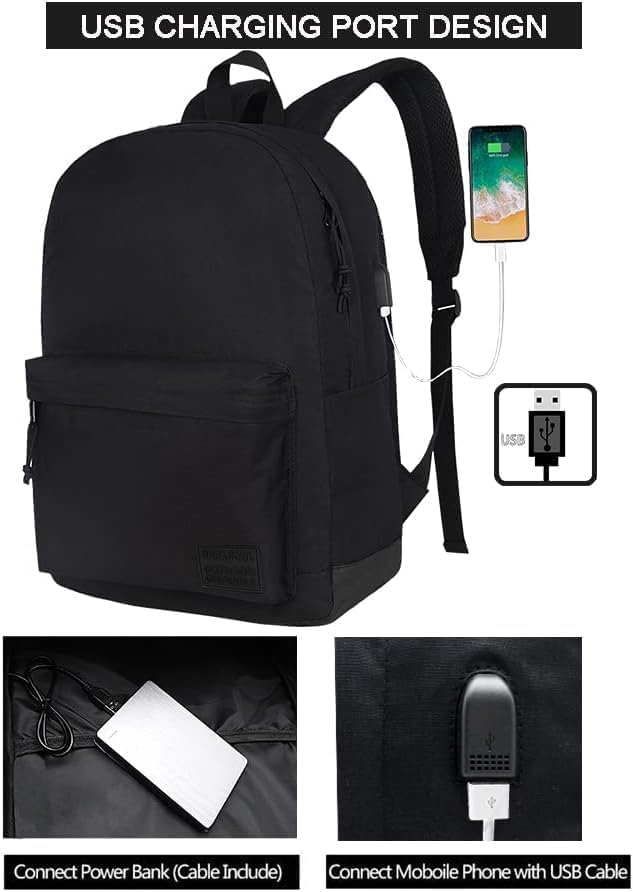 SUPACOOL Casual Laptop Backpack for Men and Women, Work backpack, Black Backpacks, College School Backpack for Boys and Gi...