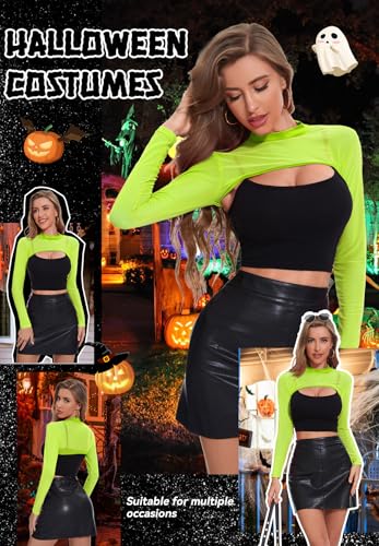 Zando Sheer Bolero Shrug for Women - Mesh Crop Tops Open Front Sexy Rave Outfits Long Sleeve Workout Top Beach Arm Cover Up