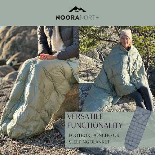 Noora North Down Camping Blanket with Footbox – Lightweight, Packable, Water Resistant Backpacking Quilt & Warm Puffy Comp...